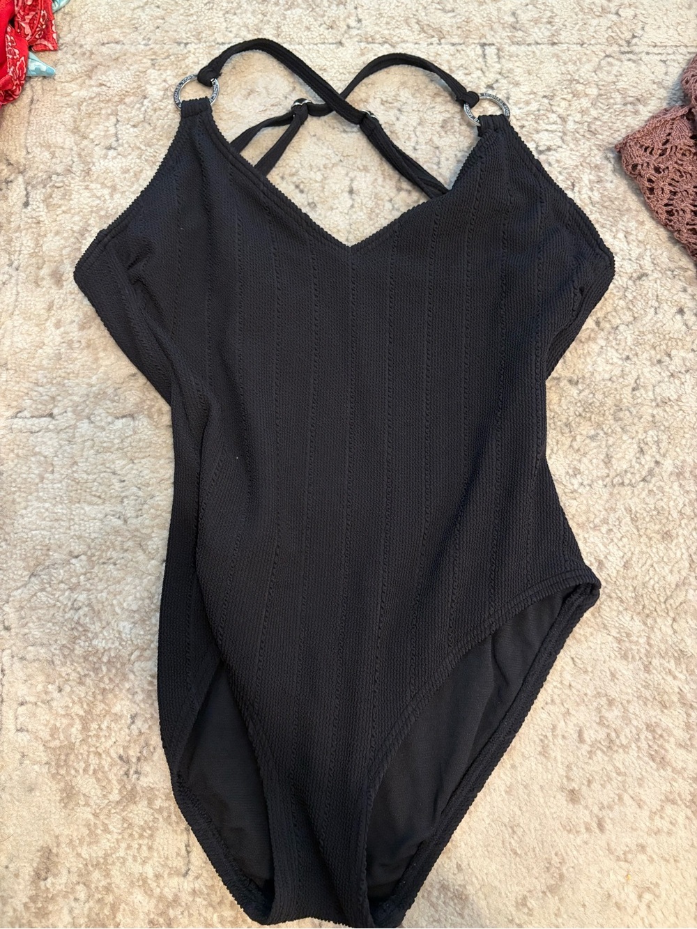 Black one piece bathing suit
